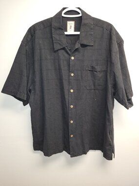 Jamaica Jaxx Men's Short Sleeve Button Up Shirt Large Black Island Resort